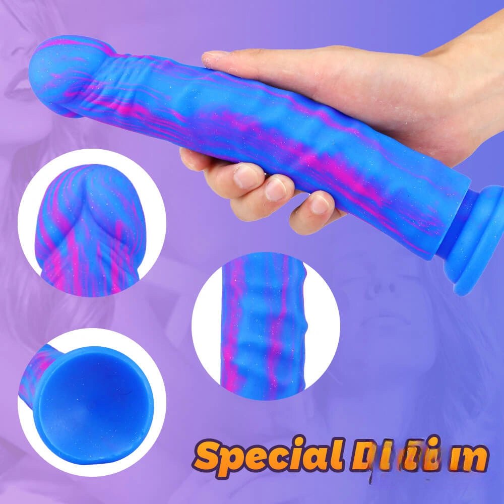 9.72in Multi-Color Silicone Dildo - Suction Cup Insertable Toy