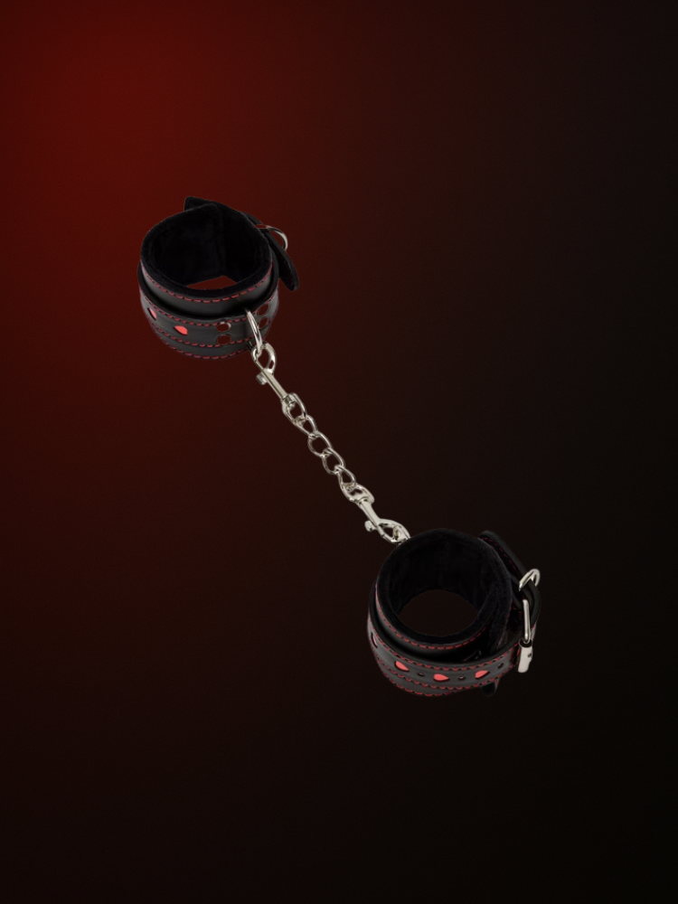Ankle cuffs bondage handcuffs and collar for couples close-up detail – WildNights