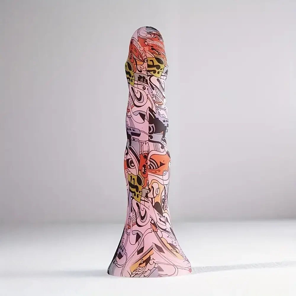 Abstract Print Fantasy Dildo - Novelty Silicone Dildo