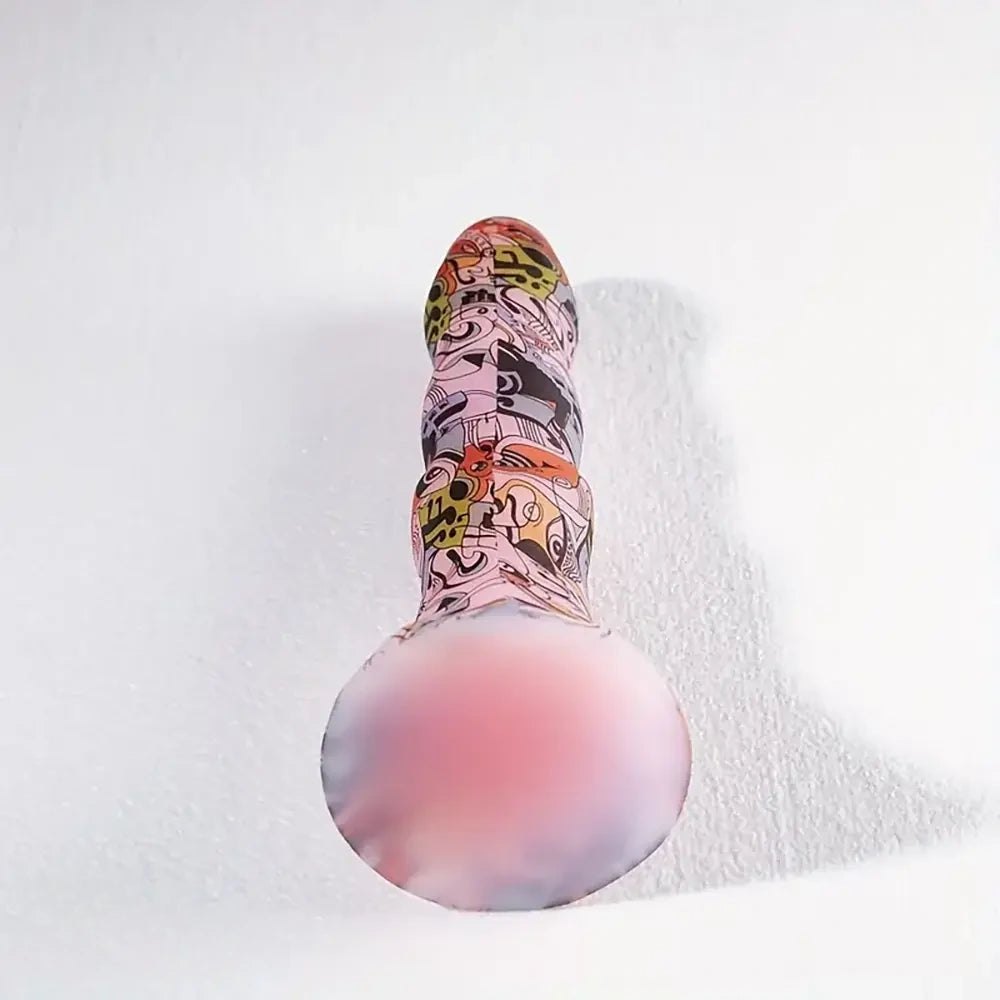 Abstract Print Fantasy Dildo - Novelty Silicone Dildo