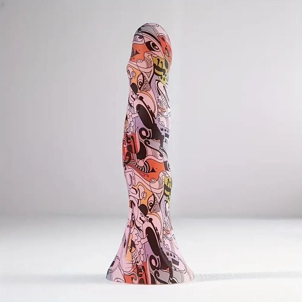 Abstract Print Fantasy Dildo - Novelty Silicone Dildo