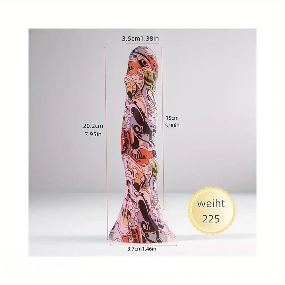 Abstract Print Fantasy Dildo - Novelty Silicone Dildo