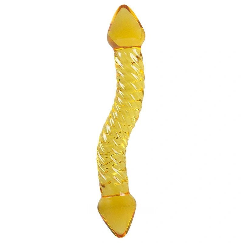 Amber Glass Double Dildo 8.07in - Double-Ended Glass Dildo
