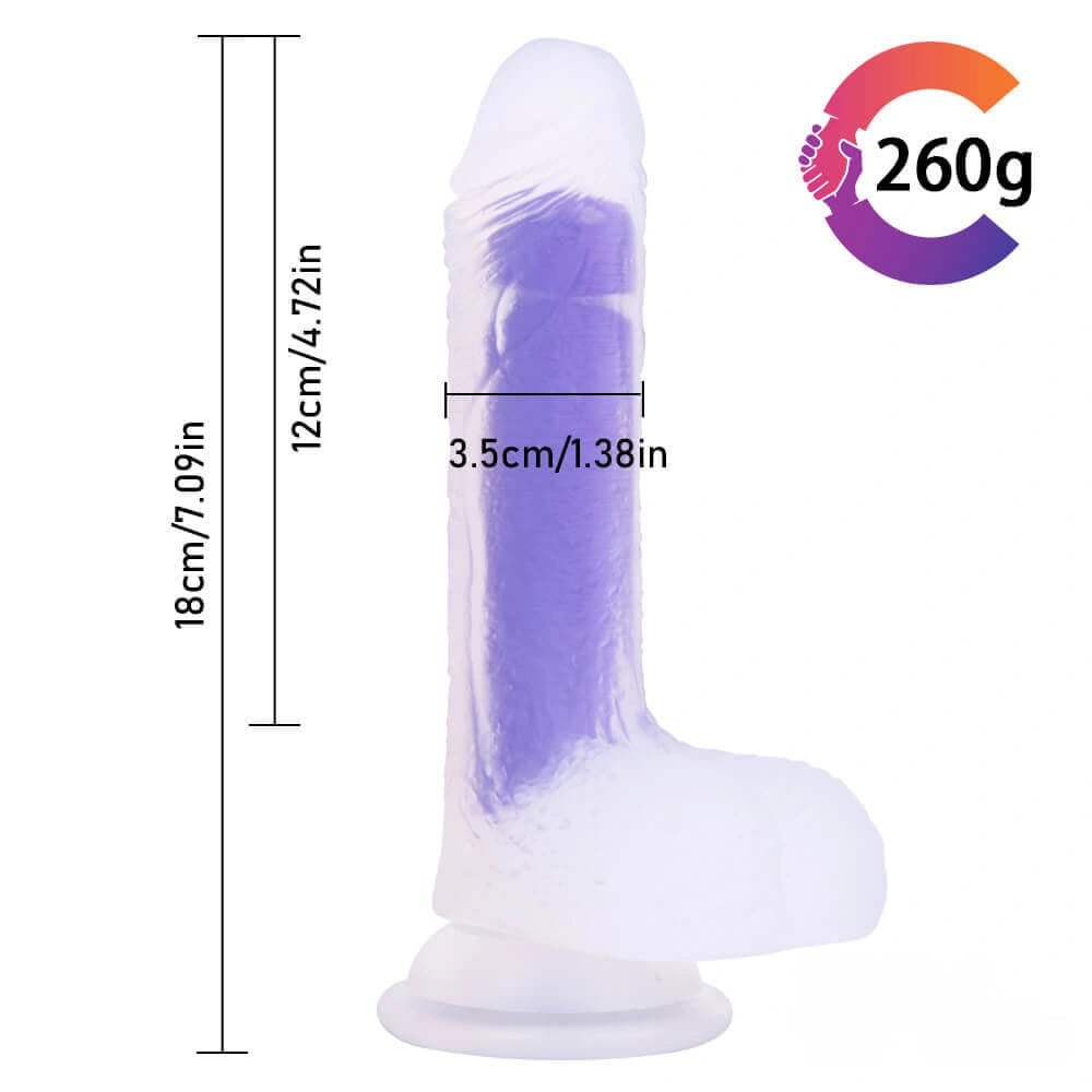 Amethyst Jelly Suction Dildo 7in - Suction Cup Dildo