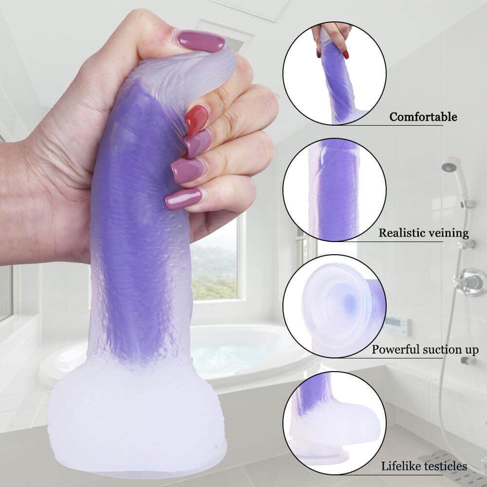 Amethyst Jelly Suction Dildo 7in - Suction Cup Dildo