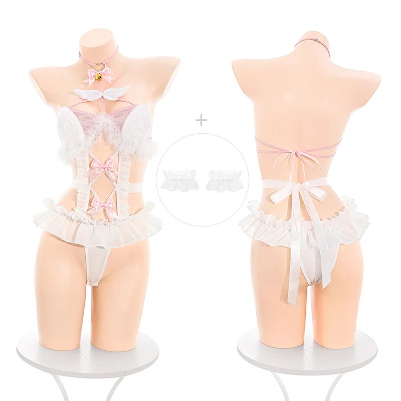 Angel Cat Ear Crotchless Bodysuit - Lingerie Bodysuit for Women