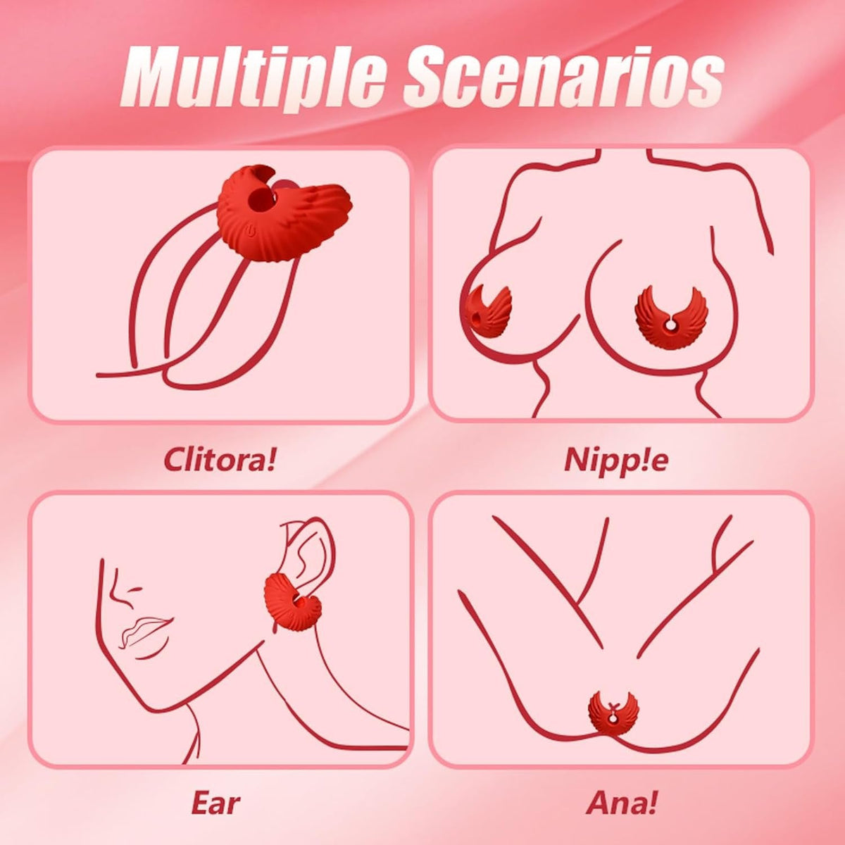 Angel Wing Vibrating Nipple Clamps - Wireless Remote Nipple Toys