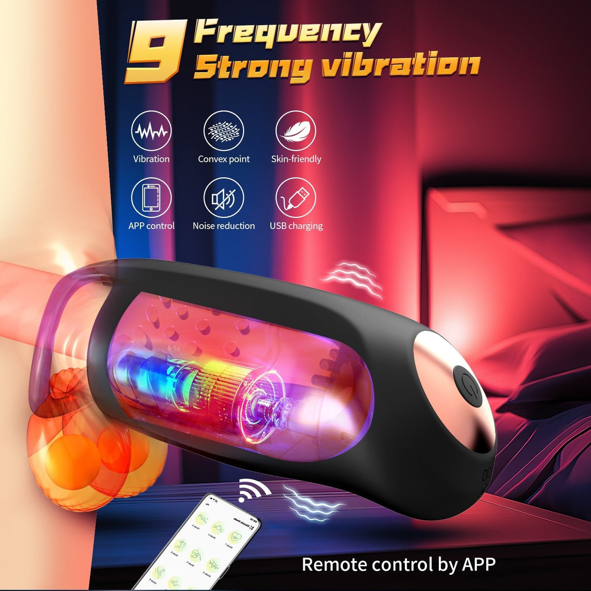 App Control Double Vibration Trainer - Male Masturbator Stroker