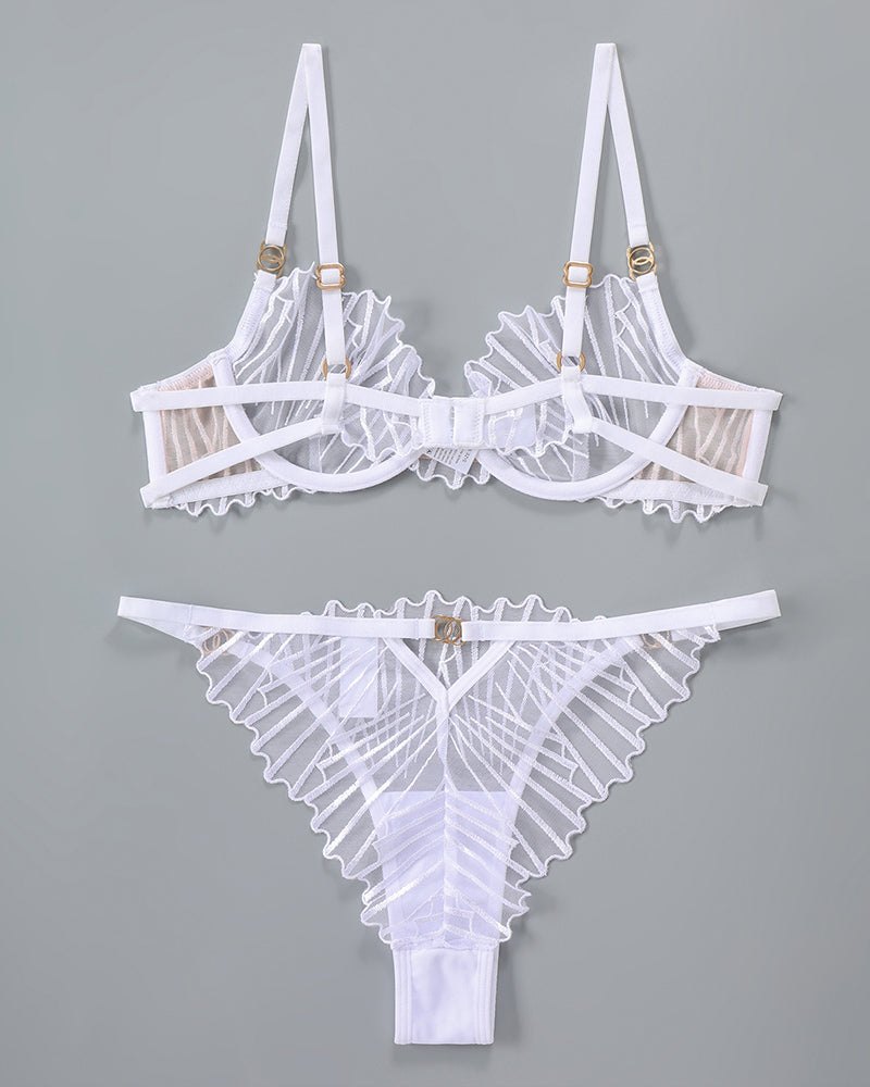 Art Deco Embroidered Bra Set - Lingerie Set for Women