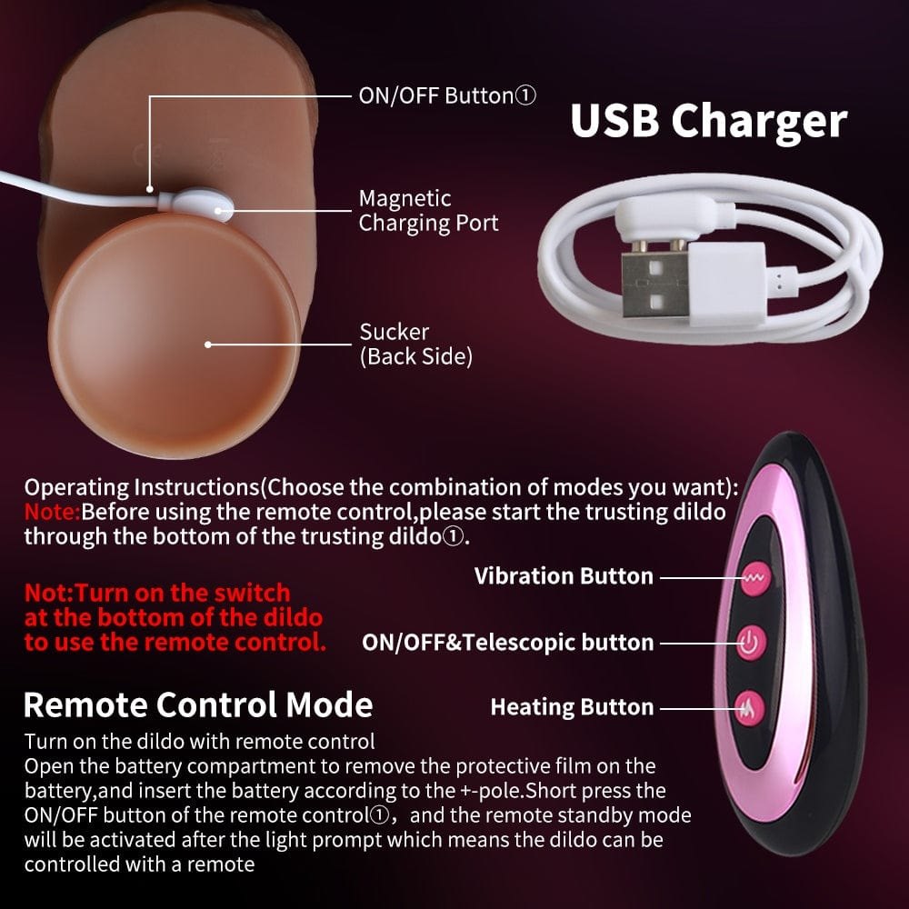 Auto Stretching Heated Realistic Dildo - Realistic Dildo