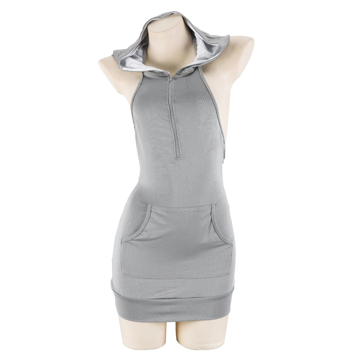 Backless Hooded Ribbed Nightdress - Sexy Nightgown Lingerie