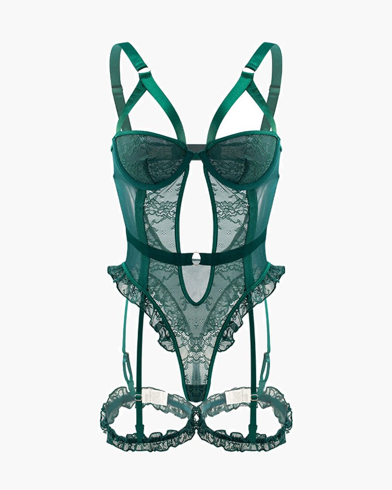 Backless Lace Garter Teddy - Lingerie Bodysuit for Women
