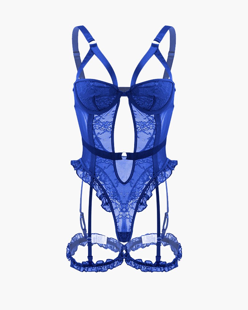 Backless Lace Garter Teddy - Lingerie Bodysuit for Women