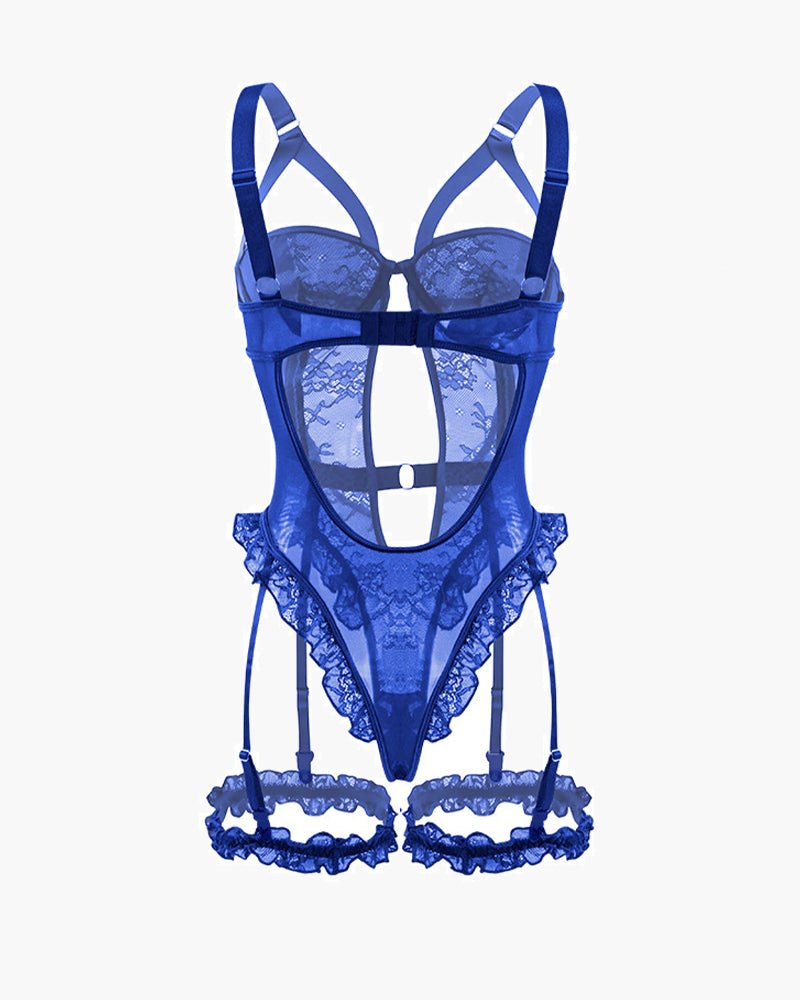 Backless Lace Garter Teddy - Lingerie Bodysuit for Women