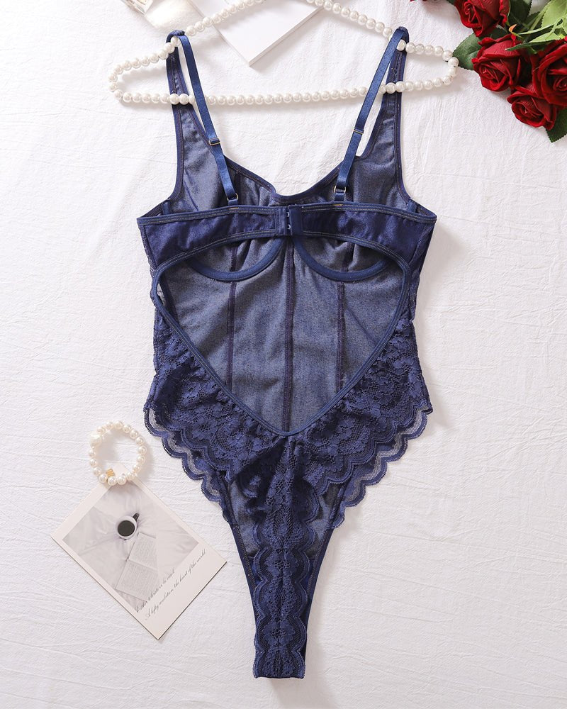 Backless Lace Bodysuit - Lingerie Bodysuit for Women