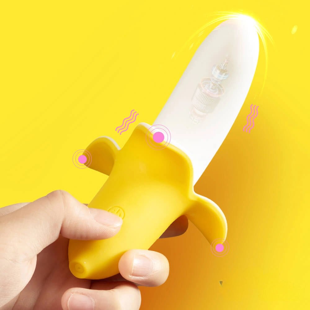 Banana Vibrating Dildo 5 in - Vibrating Thrusting Dildo