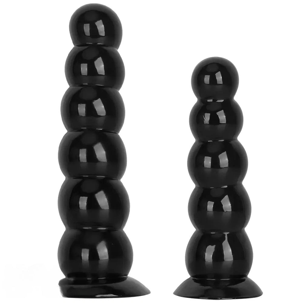 Beaded Anal Dildo S/L - Black PVC Anal Sex Toy