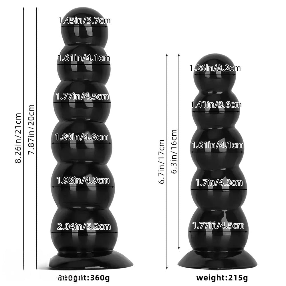 Beaded Anal Dildo S/L - Black PVC Anal Sex Toy
