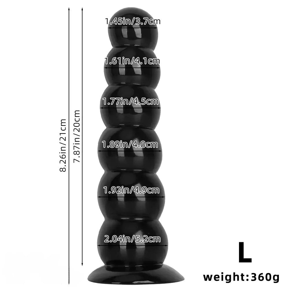 Beaded Anal Dildo S/L - Black PVC Anal Sex Toy