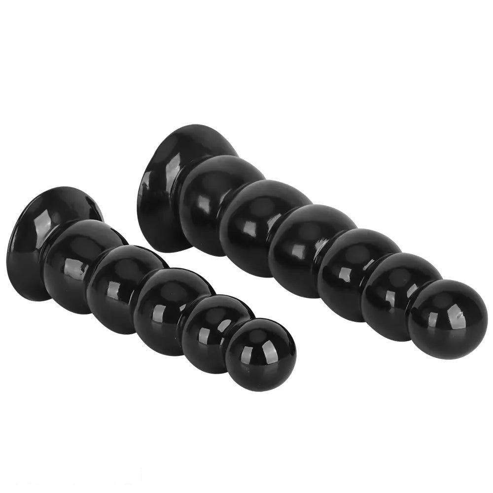 Beaded Anal Dildo S/L - Black PVC Anal Sex Toy