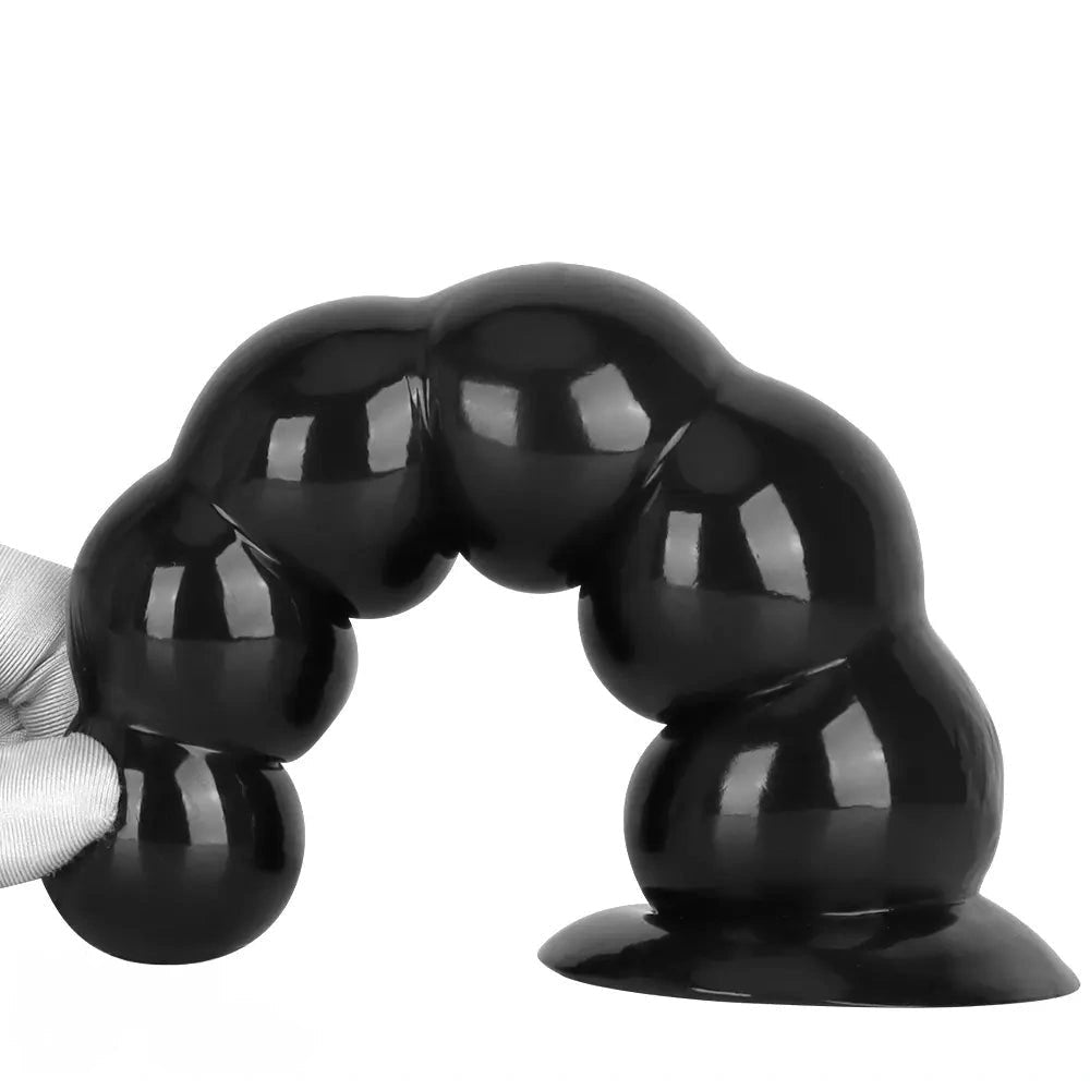 Beaded Anal Dildo S/L - Black PVC Anal Sex Toy