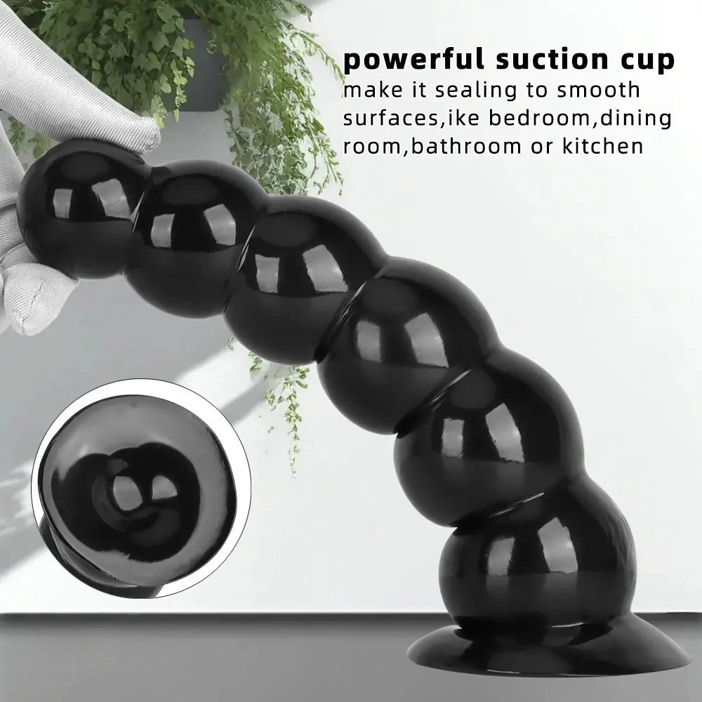 Beaded Anal Dildo S/L - Black PVC Anal Sex Toy
