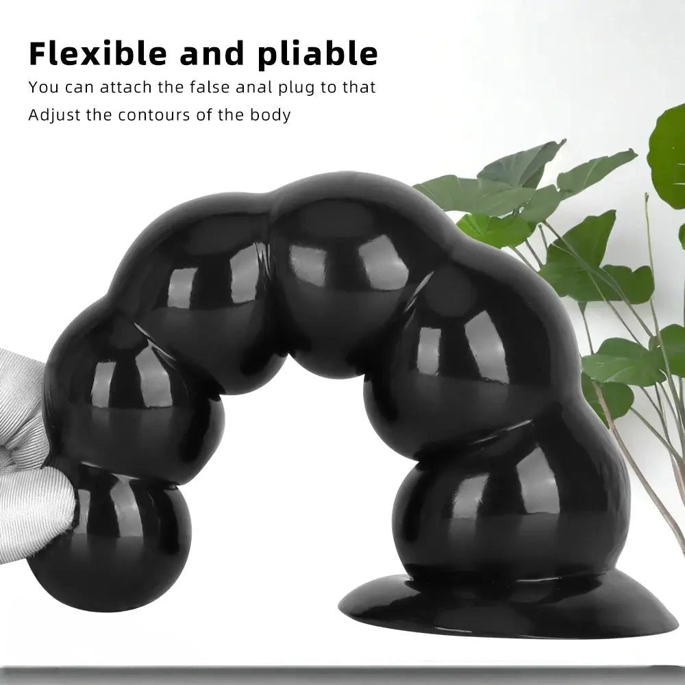 Beaded Anal Dildo S/L - Black PVC Anal Sex Toy