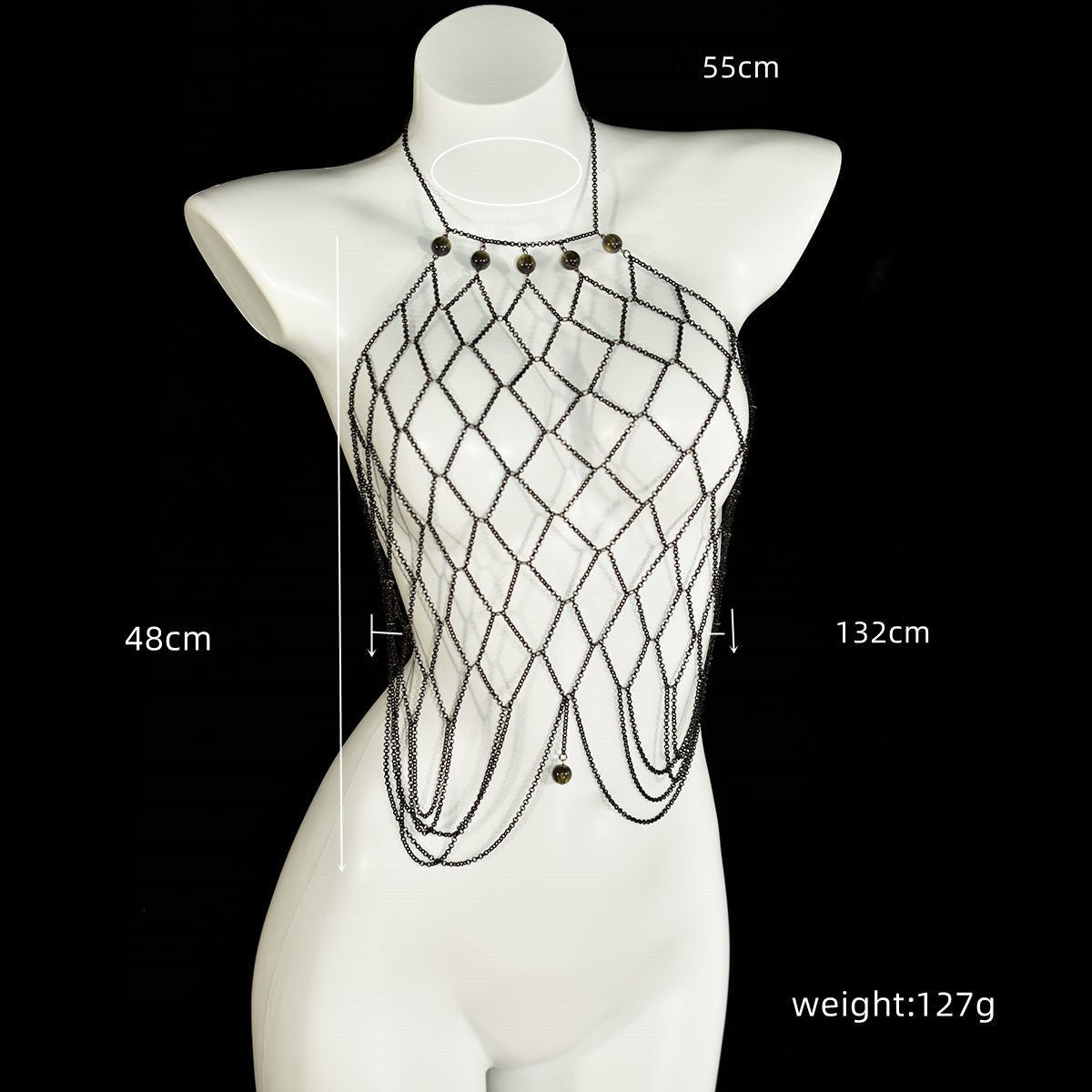 Beaded Diamond Mesh Body Chain - Sexy Lingerie Accessory
