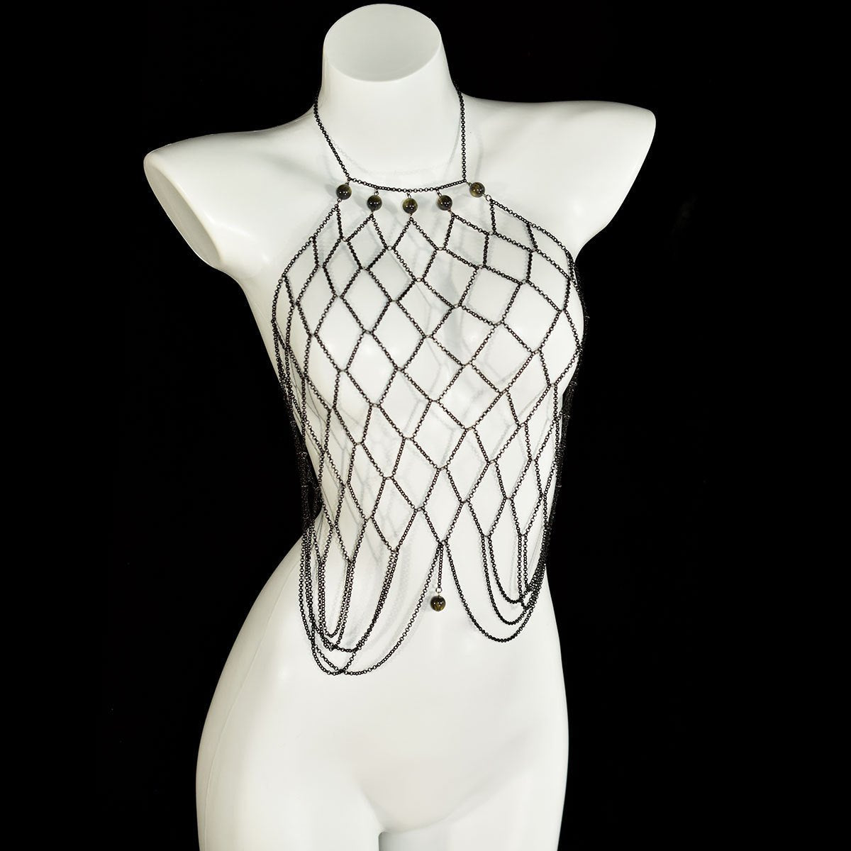 Beaded Diamond Mesh Body Chain - Sexy Lingerie Accessory