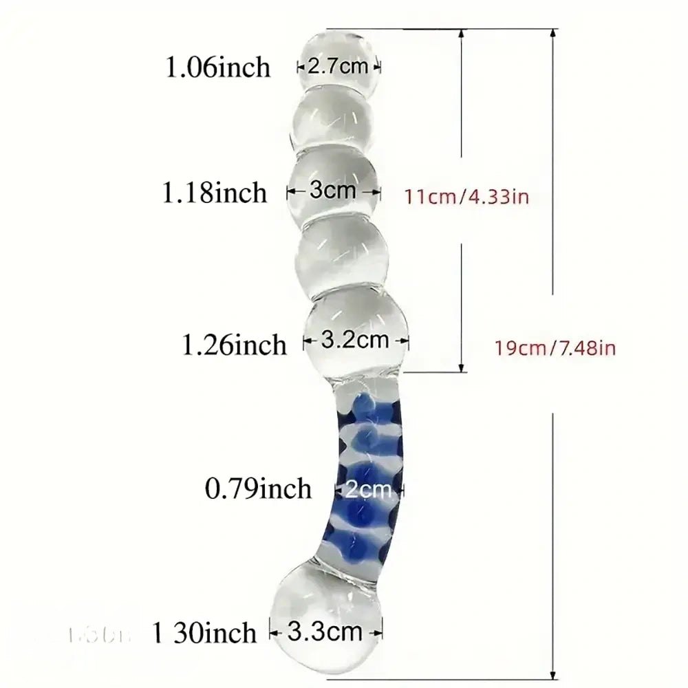Beaded Glass Crystal Dildo - Clear Glass Dildo