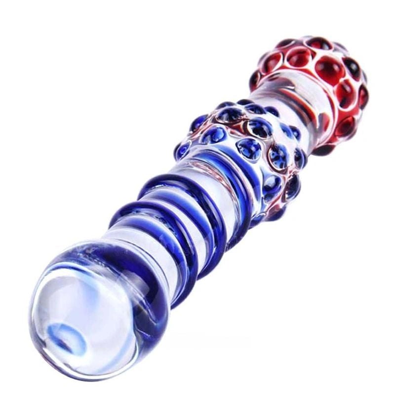 Beaded Glass Dildo - Textured Glass Beaded Dildo