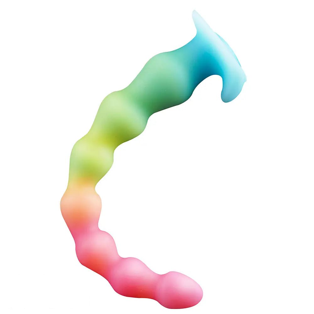 Beaded Glow Anal Dildo 14 in - Silicone Anal Beads Toy