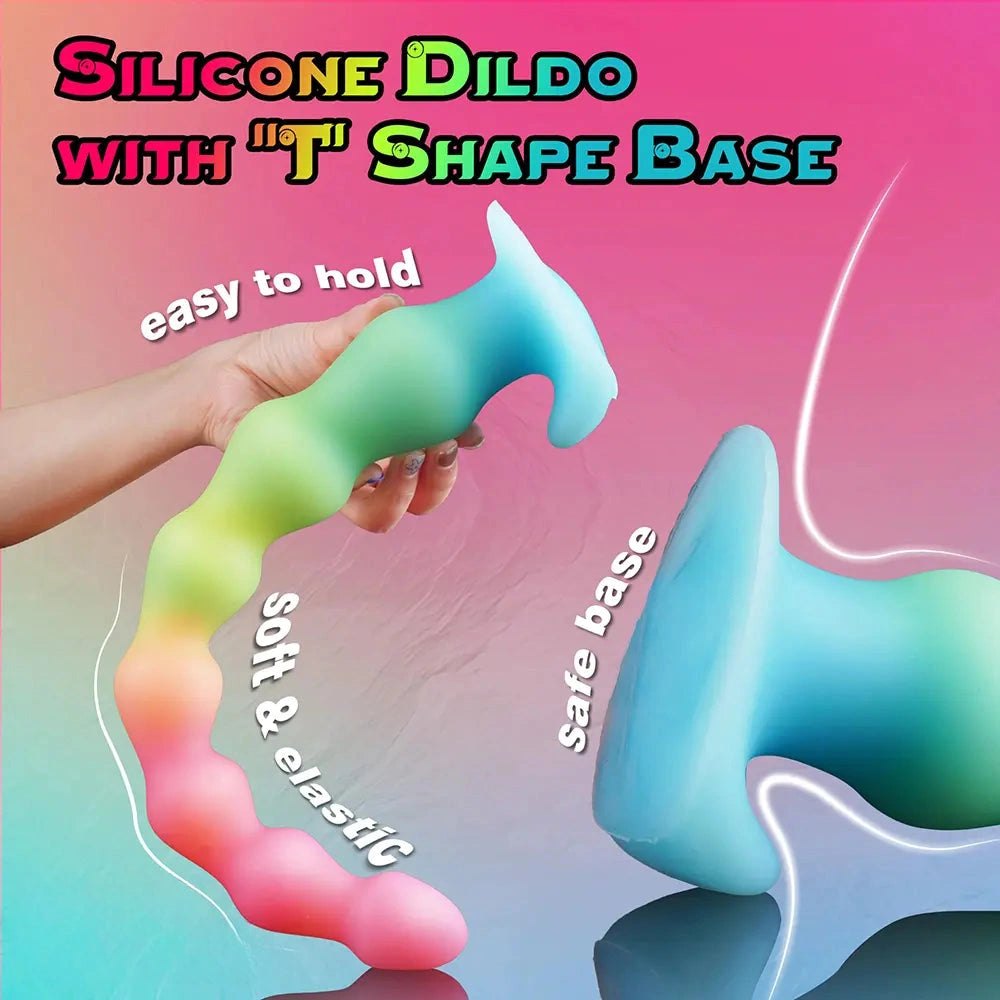 Beaded Glow Anal Dildo 14 in - Silicone Anal Beads Toy