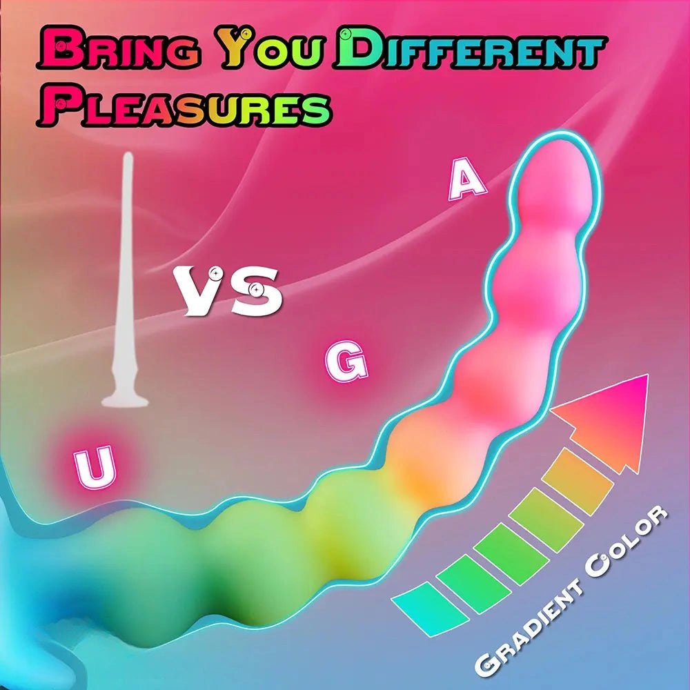 Beaded Glow Anal Dildo 14 in - Silicone Anal Beads Toy