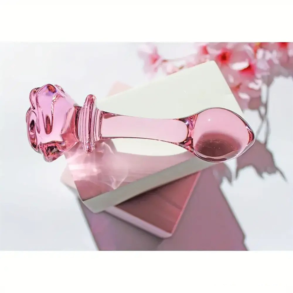 Beaded Pink Glass Dildo - Colorful Glass Crystal Dildo