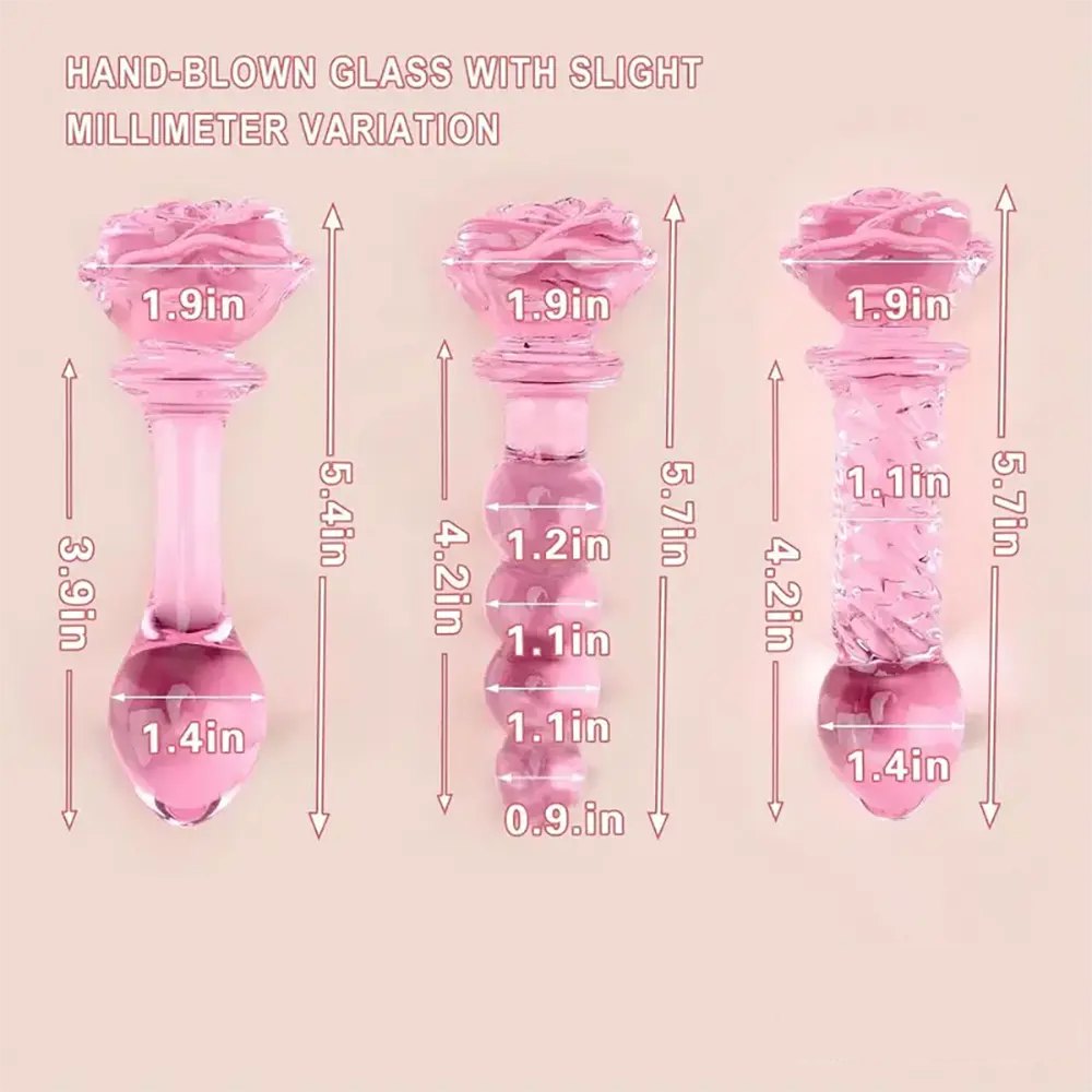 Beaded Pink Glass Dildo - Colorful Glass Crystal Dildo