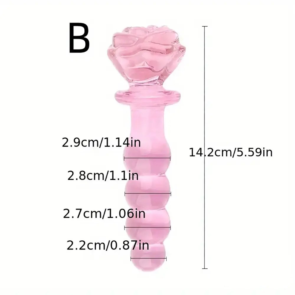 Beaded Pink Glass Dildo - Colorful Glass Crystal Dildo