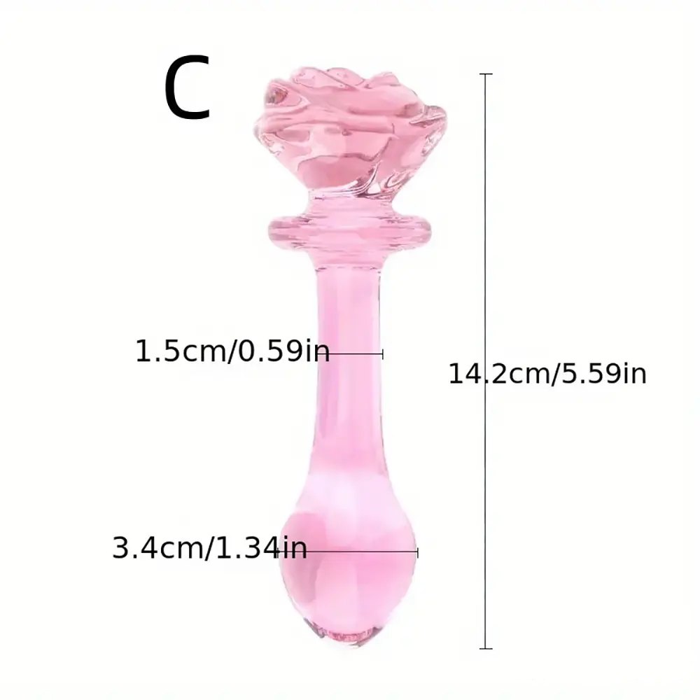 Beaded Pink Glass Dildo - Colorful Glass Crystal Dildo