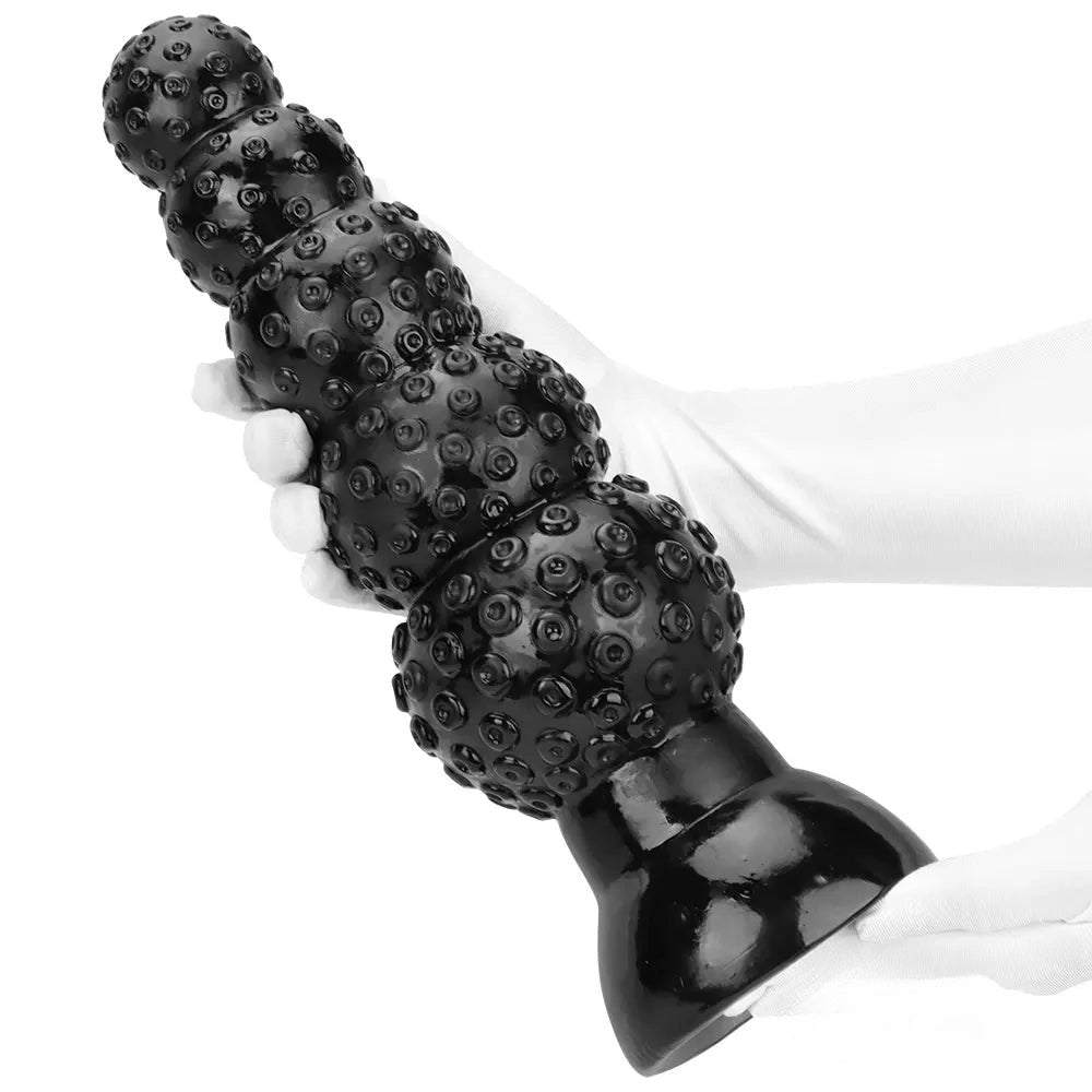 Big Beaded Anal Dildo Black - Realistic Dildo