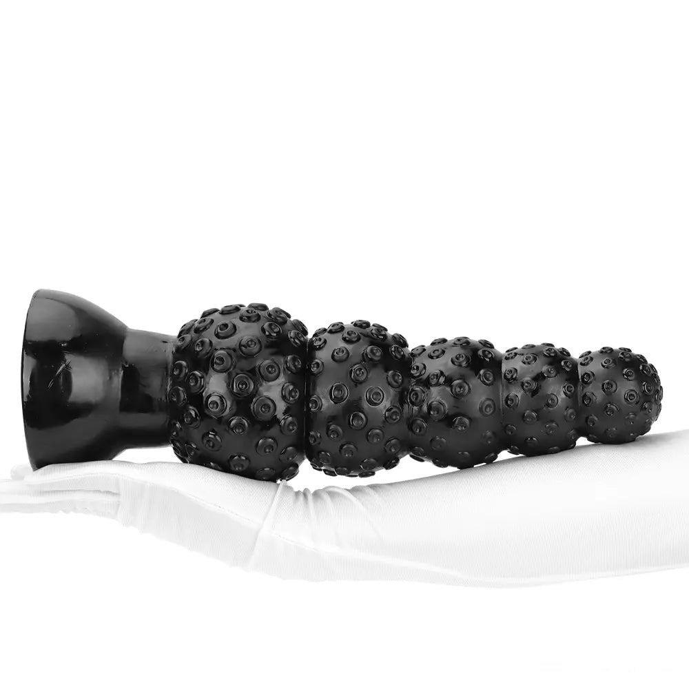 Big Beaded Anal Dildo Black - Realistic Dildo