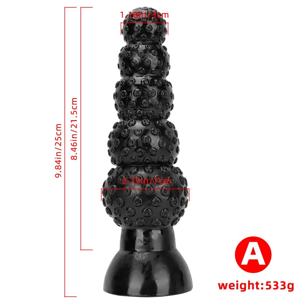 Big Beaded Anal Dildo Black - Realistic Dildo
