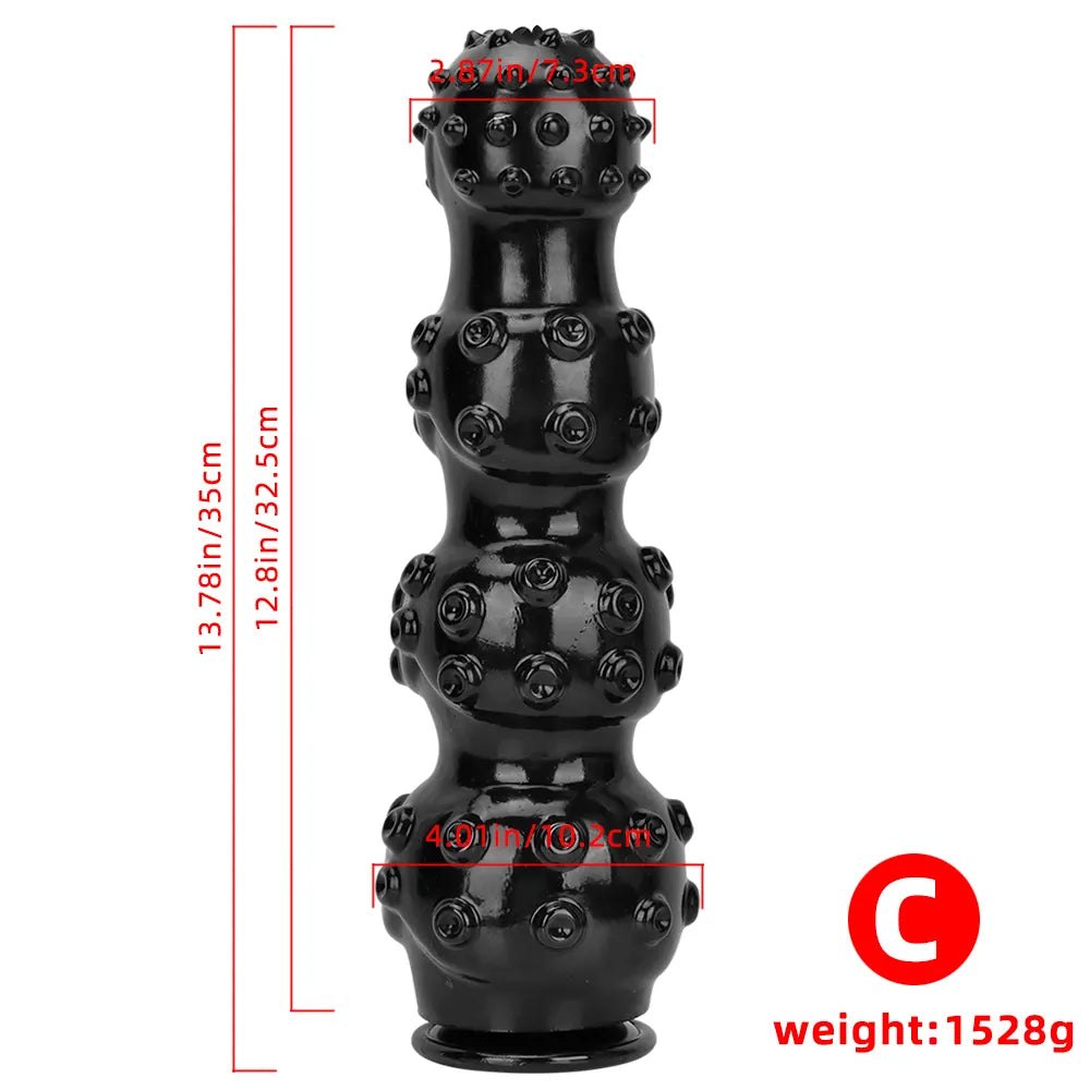 Big Beaded Anal Dildo Black - Realistic Dildo