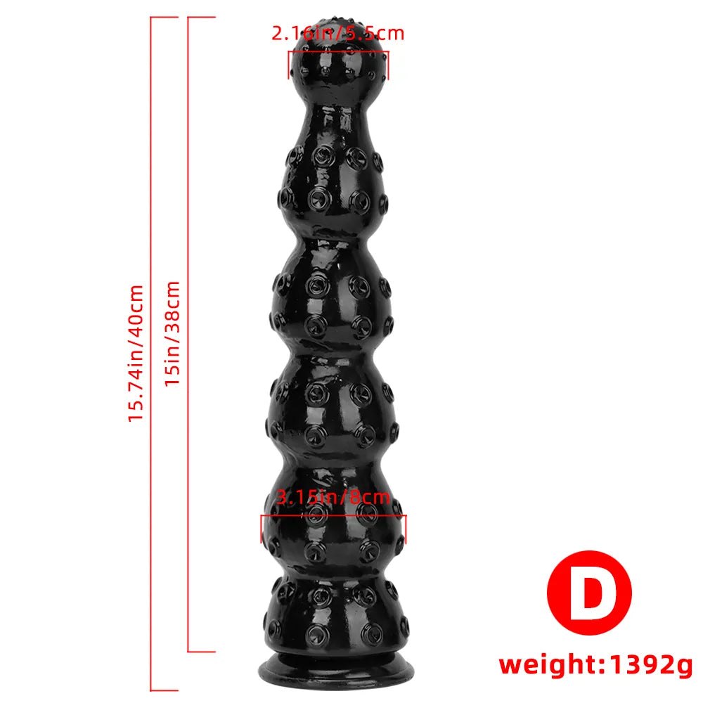 Big Beaded Anal Dildo Black - Realistic Dildo