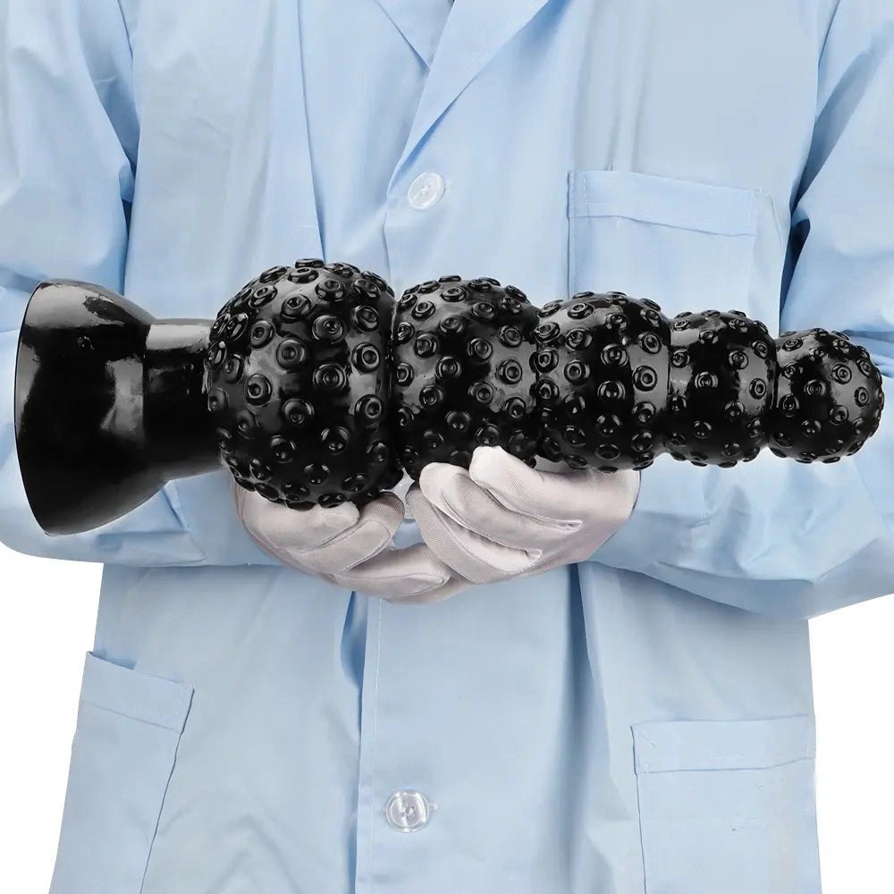 Big Beaded Anal Dildo Black - Realistic Dildo