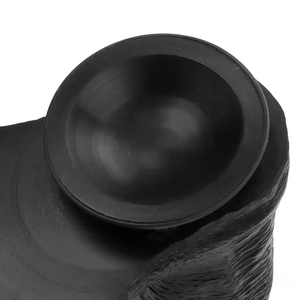 Curved Ribbed Black Dildo - Realistic PVC Dildo 14.7in