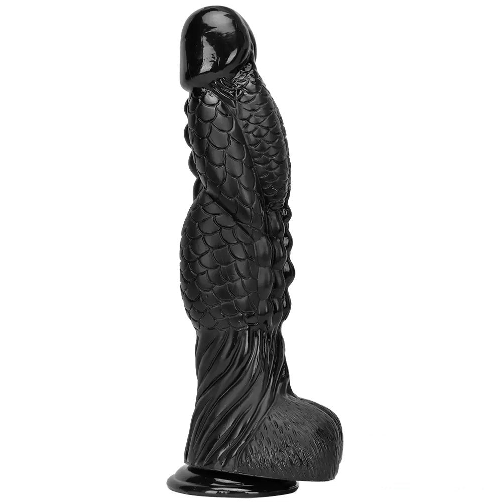 Black Dragon Scale Dildo 3.1in - Ridged Fantasy PVC Dildo