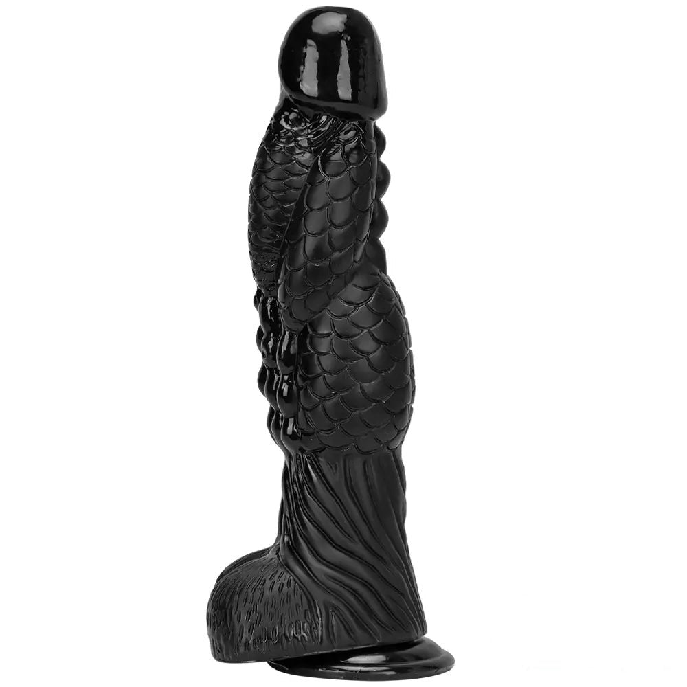 Black Dragon Scale Dildo 3.1in - Ridged Fantasy PVC Dildo
