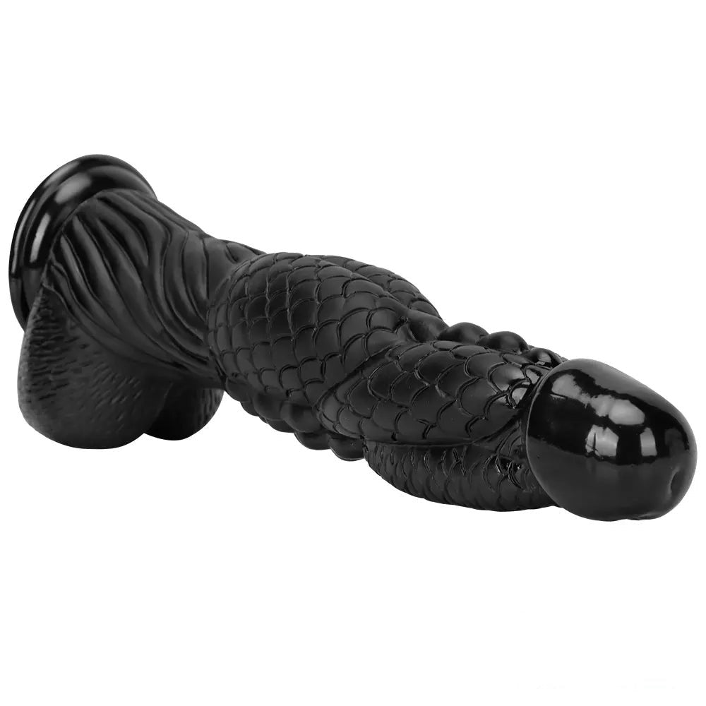 Black Dragon Scale Dildo 3.1in - Ridged Fantasy PVC Dildo