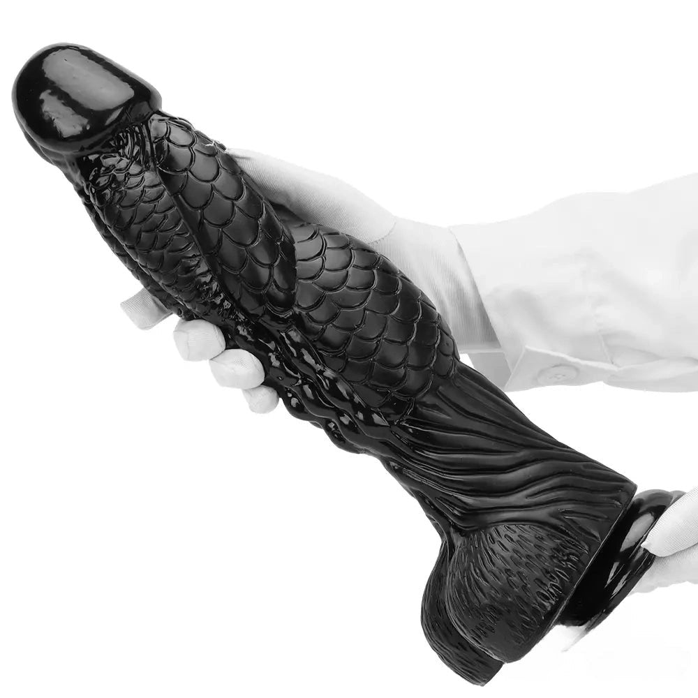 Black Dragon Scale Dildo 3.1in - Ridged Fantasy PVC Dildo