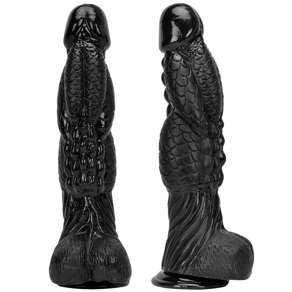 Black Dragon Scale Dildo 3.1in - Ridged Fantasy PVC Dildo